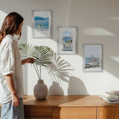 3-piece wall art set Sea views with white buildings Greece