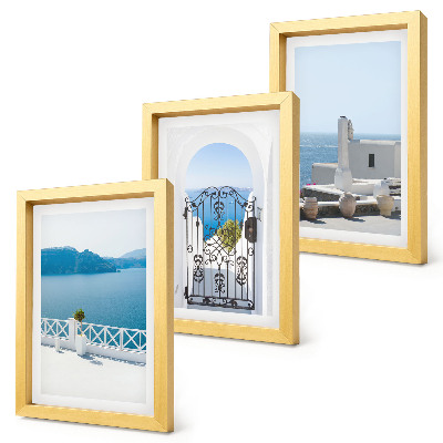 3-piece wall art set Sea views with white buildings Greece