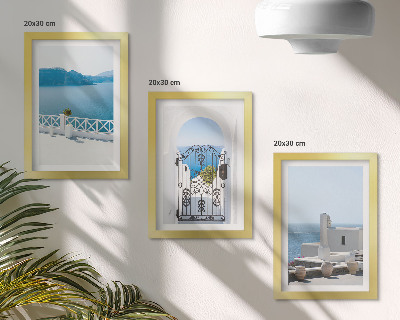 3-piece wall art set Sea views with white buildings Greece