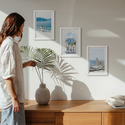 3-piece wall art set Sea views with white buildings Greece