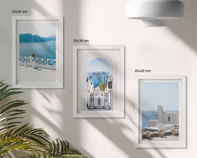 3-piece wall art set Sea views with white buildings Greece