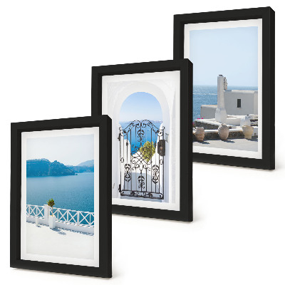 3-piece wall art set Sea views with white buildings Greece