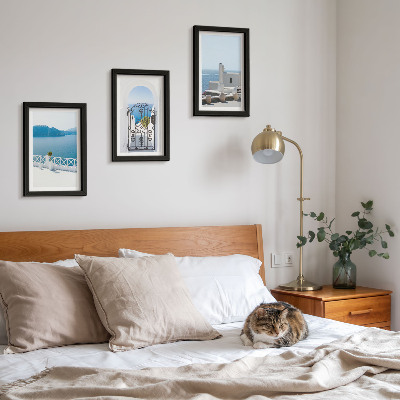 3-piece wall art set Sea views with white buildings Greece