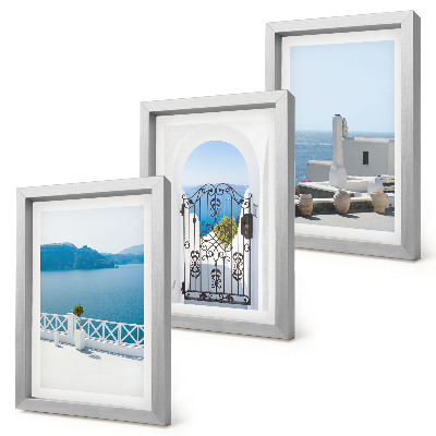3-piece wall art set Sea views with white buildings Greece