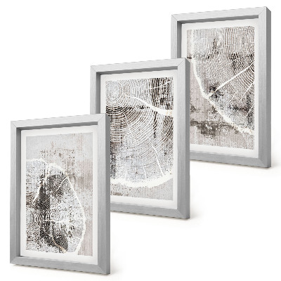 Photo frame wall Wood grain patterns in shades of gray and white