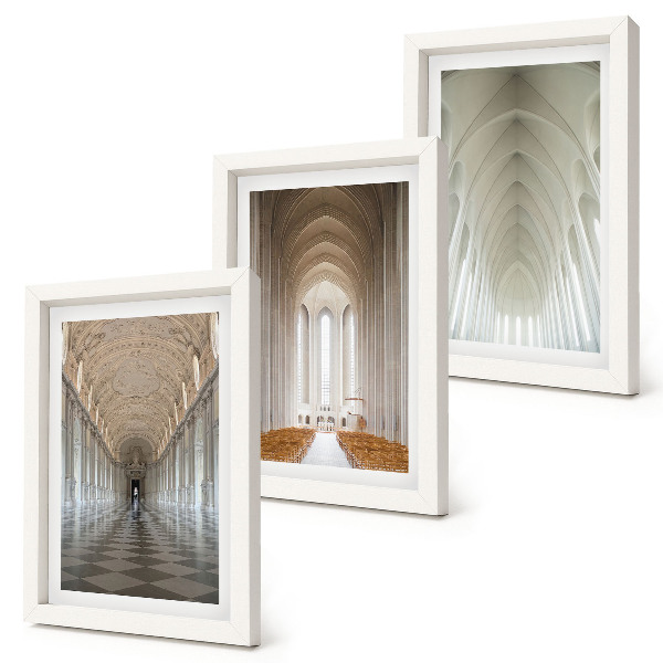 3-piece wall art set Interiors of historic buildings and cathedrals