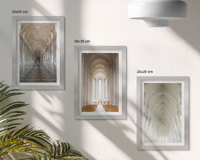 3-piece wall art set Interiors of historic buildings and cathedrals