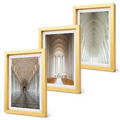 3-piece wall art set Interiors of historic buildings and cathedrals
