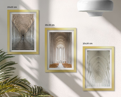 3-piece wall art set Interiors of historic buildings and cathedrals