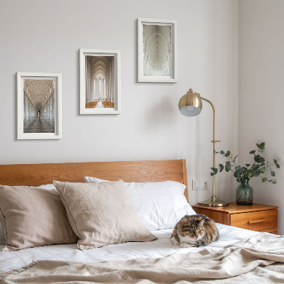 3-piece wall art set Interiors of historic buildings and cathedrals