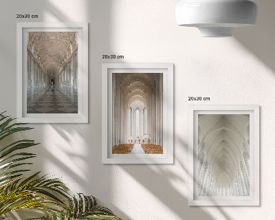 3-piece wall art set Interiors of historic buildings and cathedrals