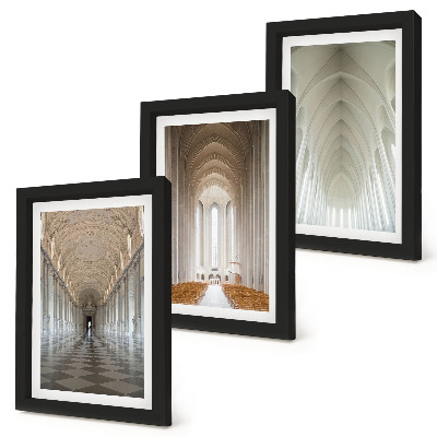 3-piece wall art set Interiors of historic buildings and cathedrals