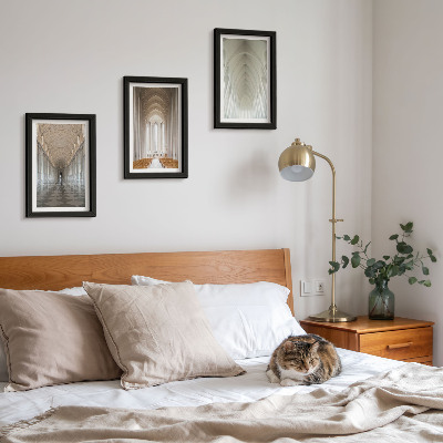 3-piece wall art set Interiors of historic buildings and cathedrals