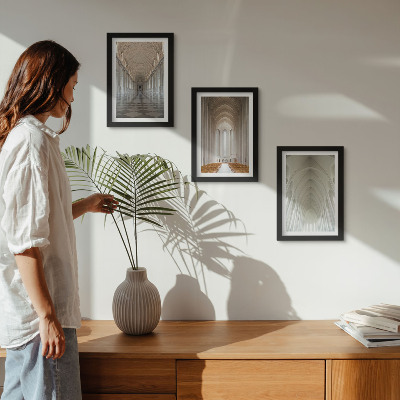 3-piece wall art set Interiors of historic buildings and cathedrals