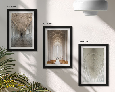 3-piece wall art set Interiors of historic buildings and cathedrals