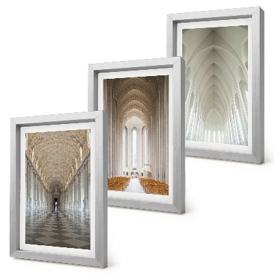 3-piece wall art set Interiors of historic buildings and cathedrals