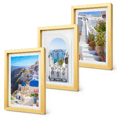 Photo frame wall featuring views of Santorini Greek architecture in Oia