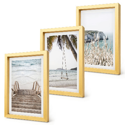Photo frame wall Beach with wooden stairs and a seaside swing