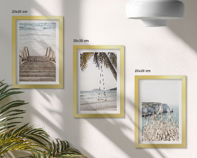 Photo frame wall Beach with wooden stairs and a seaside swing