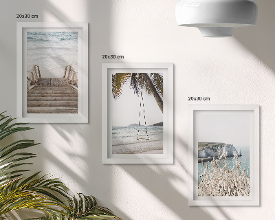 Photo frame wall Beach with wooden stairs and a seaside swing