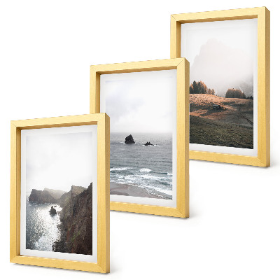 Photo frame wall Mountain and sea landscapes with clouds and forests