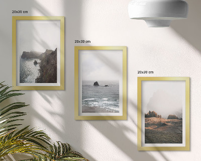 Photo frame wall Mountain and sea landscapes with clouds and forests