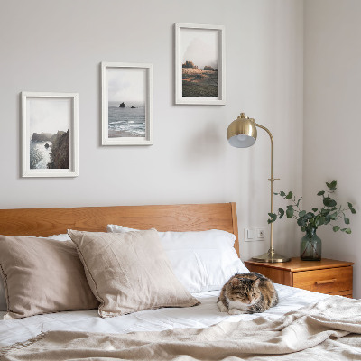Photo frame wall Mountain and sea landscapes with clouds and forests