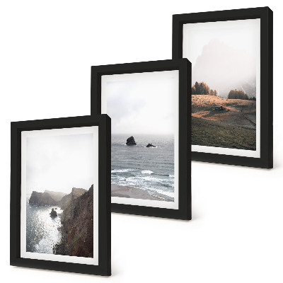 Photo frame wall Mountain and sea landscapes with clouds and forests