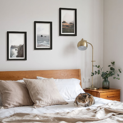Photo frame wall Mountain and sea landscapes with clouds and forests