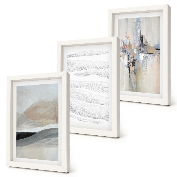 Framed triptych Abstract patterns in neutral earth tones