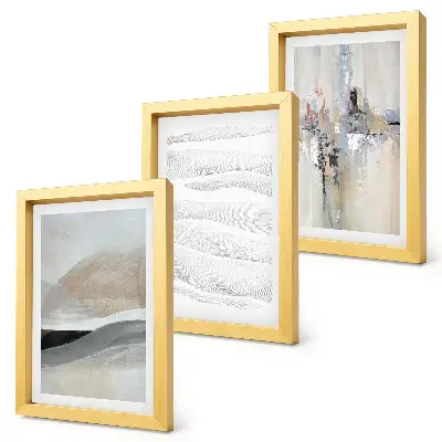 Abstract patterns in neutral earth tones framed triptych