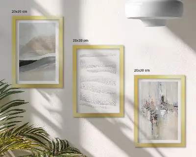 Abstract patterns in neutral earth tones framed triptych