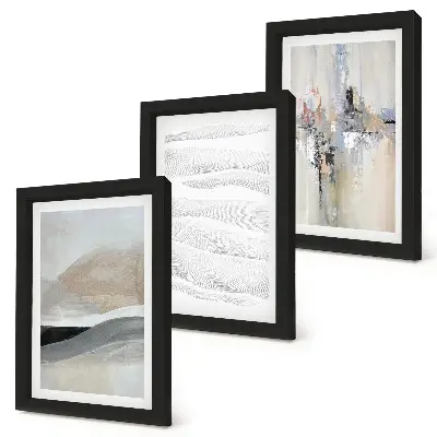 Abstract patterns in neutral earth tones framed triptych