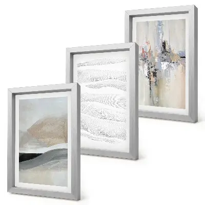 Abstract patterns in neutral earth tones framed triptych