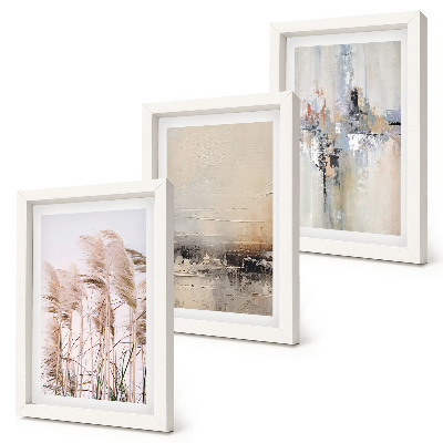 Framed triptych Natural vegetation, abstract patterns in subdued colors