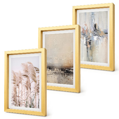 Framed triptych Natural vegetation, abstract patterns in subdued colors