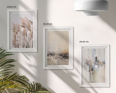 Framed triptych Natural vegetation, abstract patterns in subdued colors