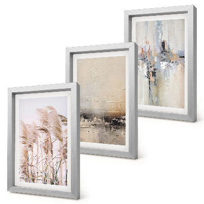 Framed triptych Natural vegetation, abstract patterns in subdued colors