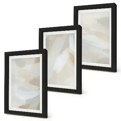Photo frame wall with abstract light background and delicate brush strokes