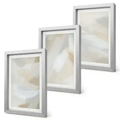 Photo frame wall with abstract light background and delicate brush strokes