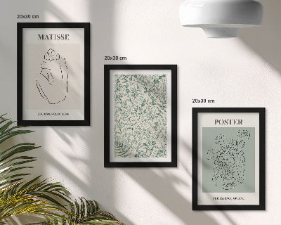 Framed triptych Lines and plant patterns in a minimalist style