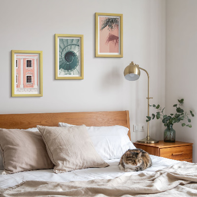 3-piece wall art set Architecture in pastel shades and spiral patterns