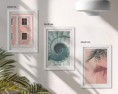 3-piece wall art set Architecture in pastel shades and spiral patterns
