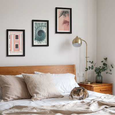 3-piece wall art set Architecture in pastel shades and spiral patterns
