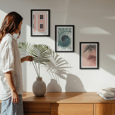 3-piece wall art set Architecture in pastel shades and spiral patterns