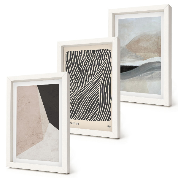 Photo frame wall Abstract patterns in shades of beige and gray