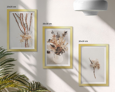 Framed triptych Flowers and branches in a minimalist nature style