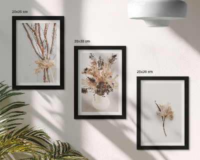 Framed triptych Flowers and branches in a minimalist nature style