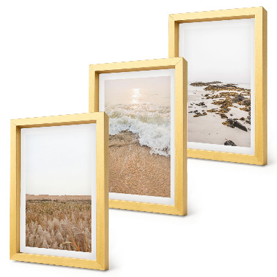 Photo frame wall Beach with waves and sea stones in summer