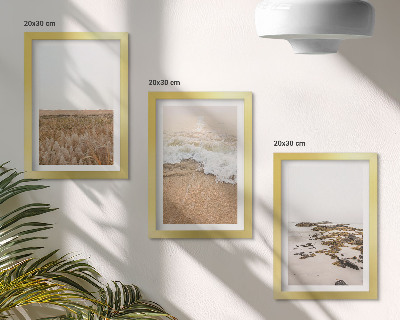Photo frame wall Beach with waves and sea stones in summer